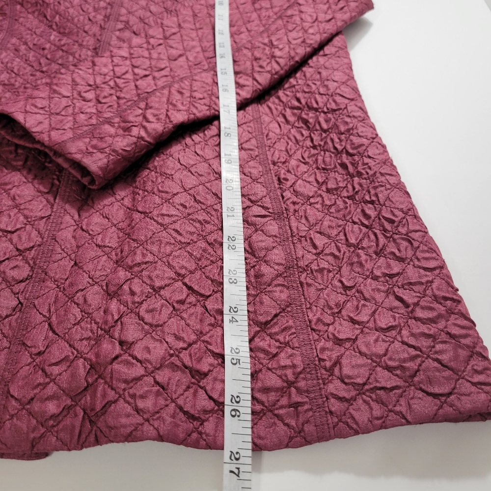 Eileen Fisher 100% tussah silk magnetic snap button jacket, burgundy size PP - Picture 12 of 14
